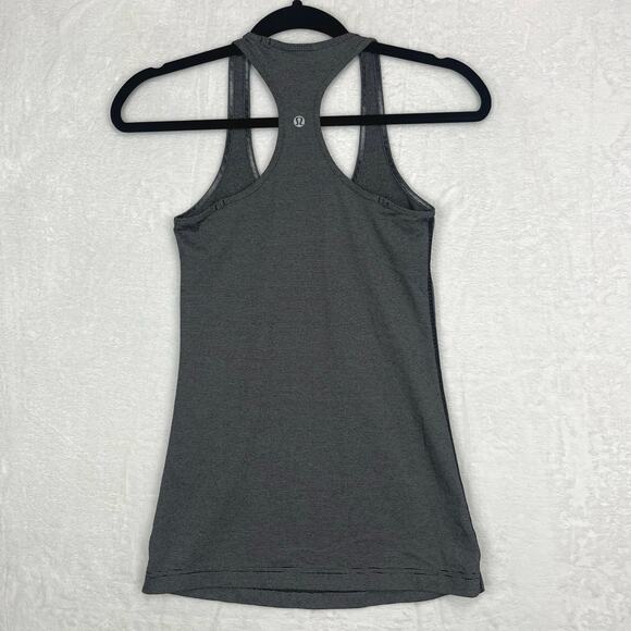 Lululemon Cool Racerback Tank Top Women’s Sz S/4 White Black Microstripe W1256S - Picture 4 of 12